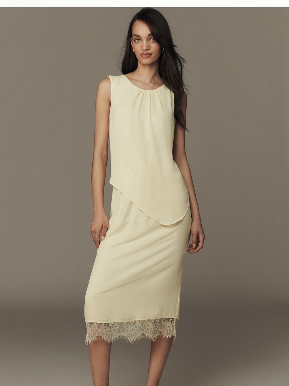 Anthropologie Lace-Trim Chiffon Dress